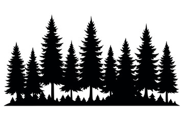 Obraz premium Silhouettes of evergreen trees in a forest&nbsp;setting