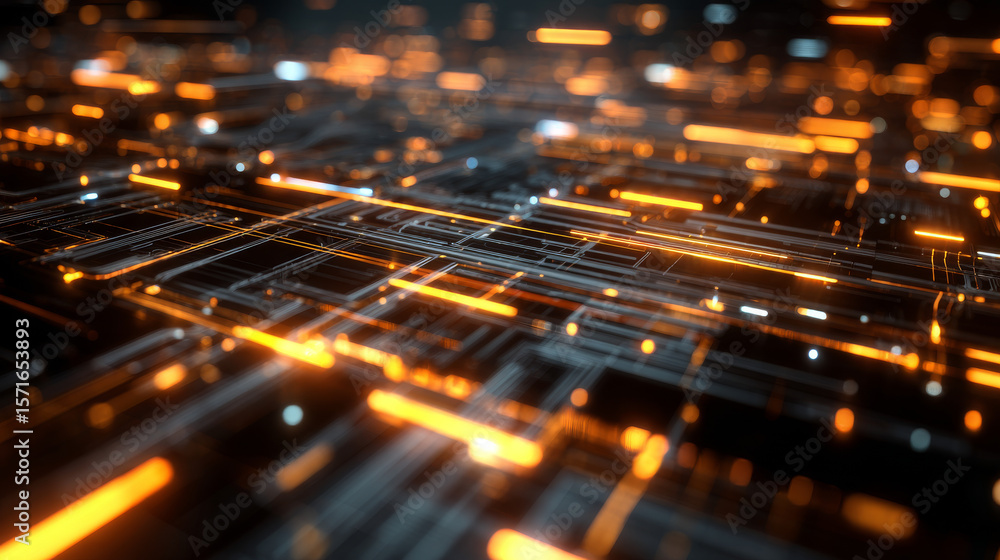 Poster 3d futuristic circuit background. motion graphic for abstract data center, server, internet, speed. 