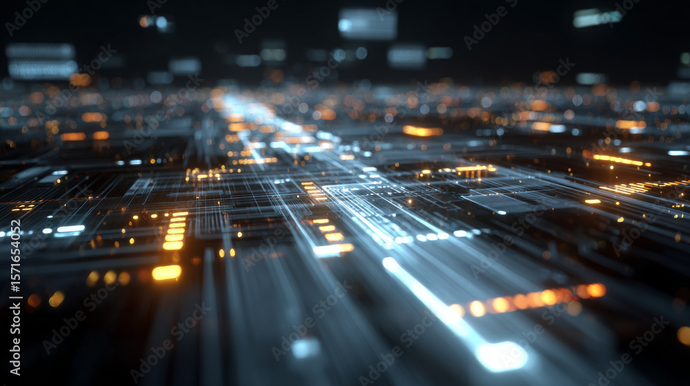 Poster 3d futuristic circuit background. motion graphic for abstract data center, server, internet, speed. 