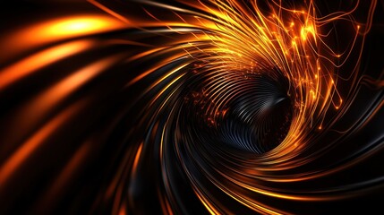 Abstract swirling tunnel of fire and light