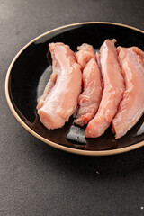 Rabbit raw meat fillet dietary fresh delicious gourmet food background on the table rustic food top view copy space keto and paleo diet