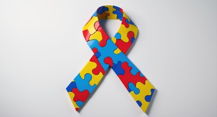 Colorful Autism Awareness Puzzle Ribbon 