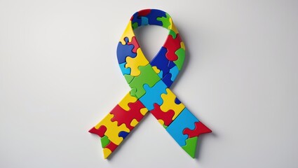 Colorful Autism Awareness Puzzle Ribbon 
