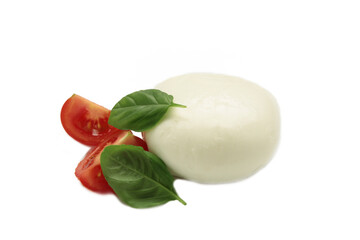 Mozzarella cheese isolated on white background.