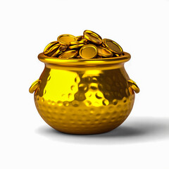 Golden pot of coins st patrick's day treasure wealth fortune gold coins lucky charm irish luck holiday