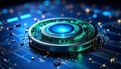 Circular tech component on circuit board