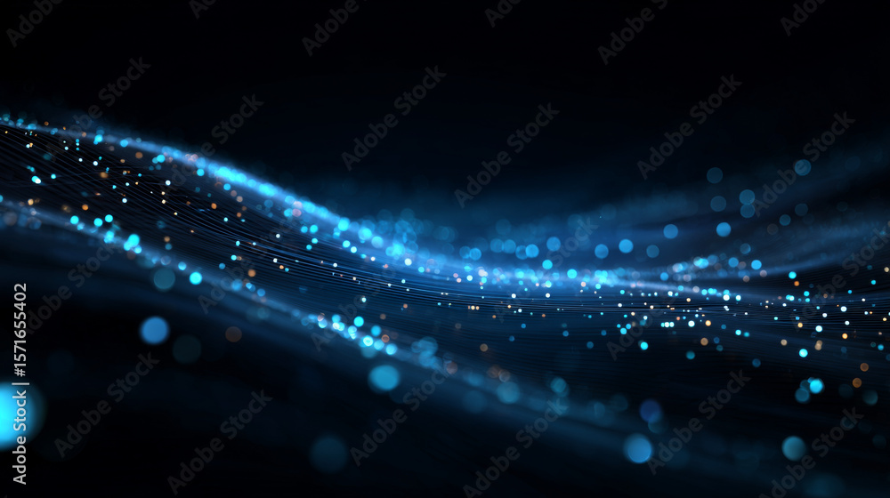 Aufkleber vector illustration of futuristic digital technology background with glowing dots floating on digita