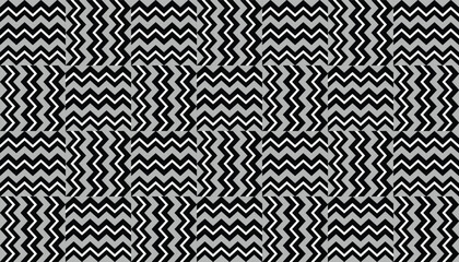 Monochrome chevron wave pattern with alternating black and white stripes