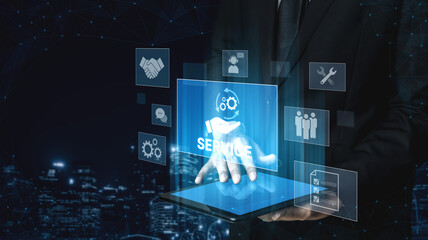 Customer service and support workflow with cooperation, communication, maintenance, and checklist icons for efficient service operation and user satisfaction Vouch