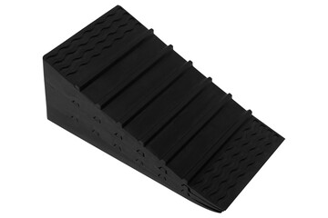 Black rubber wedge with textured surface for stability and grip isolated on transparent background