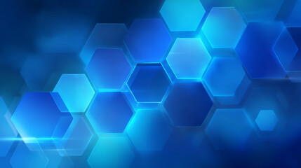 Modern abstract blue background with glowing geometric lines. Blue gradient hexagon shape design. Futuristic technology concept.