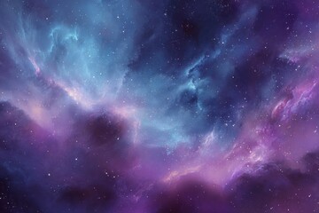 Fototapeta premium Colorful nebula swirling in a galaxy against a backdrop of deep space, showcasing vibrant hues and cosmic patterns