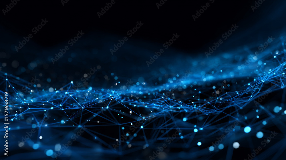 Poster hi tech network connection blue lines grid. 3d technology style banner design. technology vector ill