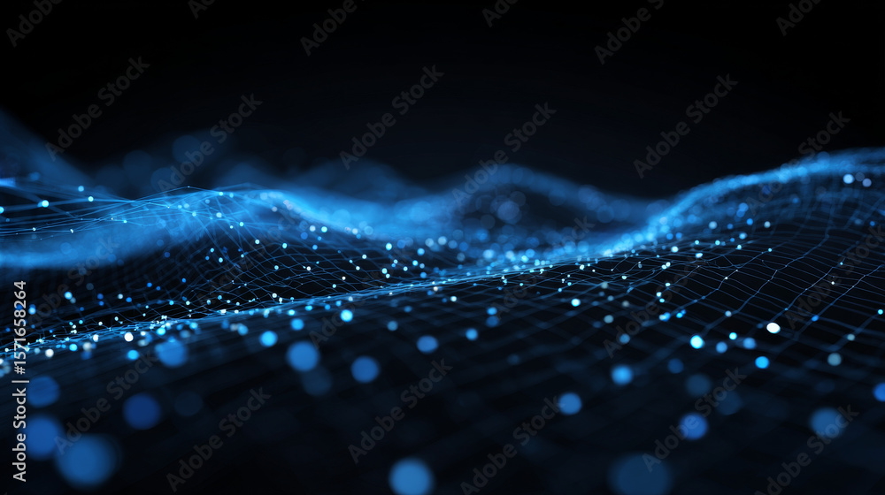 Poster hi tech network connection blue lines grid. 3d technology style banner design. technology vector ill