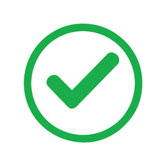 Green check mark inside a circle symbolizing approval or correctness