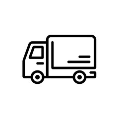 Fototapeta premium Delivery truck in simple line art style on white background 