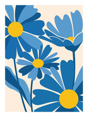 Modern style trendy botanical wall art with floral design, Abstract flower poster.
