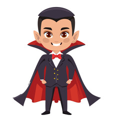 Cartoon Vampire Character &ndash; Vector Illustration on White Background for Halloween and Spooky Design Themes

