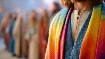 A depiction of Joseph's iconic coat of many colors from the Bible.
