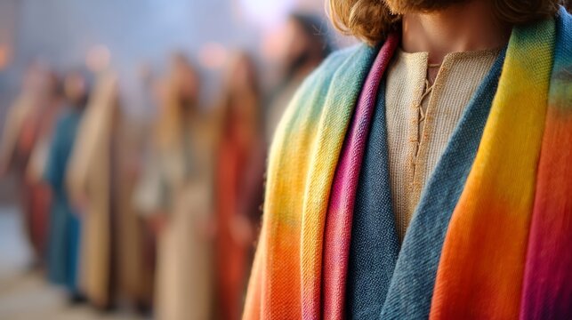 A depiction of Joseph's iconic coat of many colors from the Bible.
