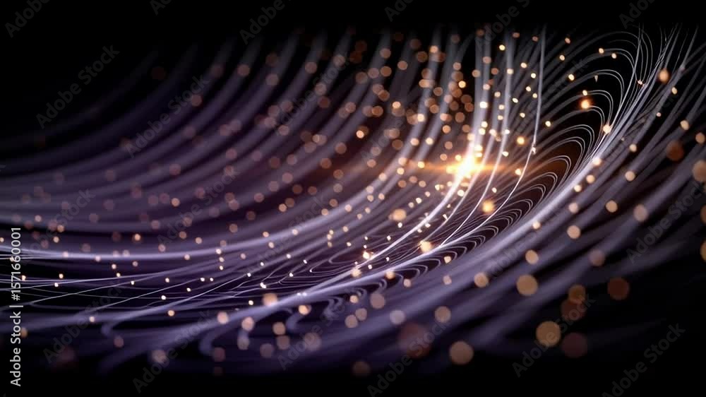 Poster colorful light patterns flowing through a dark space creating an abstract visual effect
