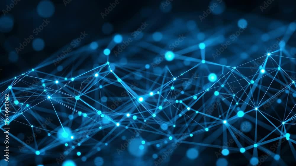 Poster blue network connections and digital connections create abstract technology background