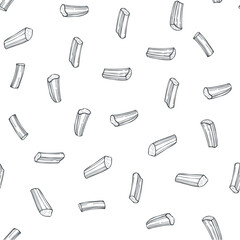 Hand-drawn chopped rhubarb pieces. Vector seamless pattern. 