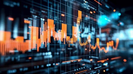 Dynamic financial graph showing market trends and data analytics over time in a digital interface - Powered by Adobe