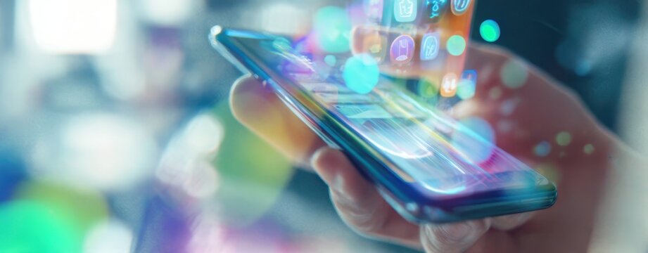 The smartphone in hand showcasing vibrant app icons and digital interaction.