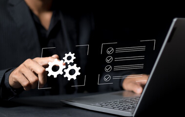 automation of business process workflow, optimisation concept with gears icon