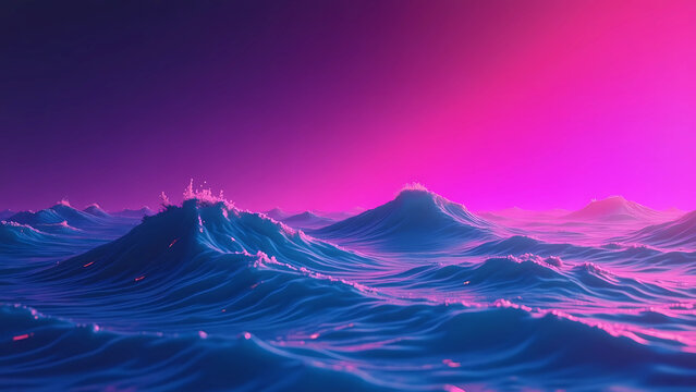 Retro-Futuristic Vaporwave Gradient with Glitch Wave Patterns – Magenta to Cyan to Purple with Digital Tearing and Block Displacement