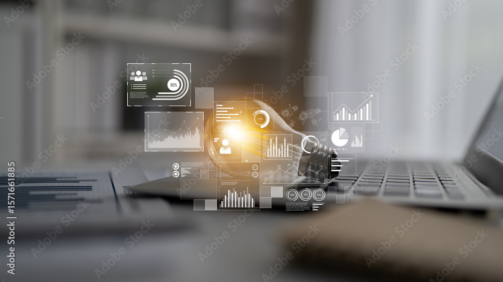 Poster data insights, charts, and analytics help visualize performance. data drives strategy, analytics enh