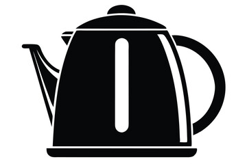 Silhouette of Electric Kettle with Water Level Indicator and Ergonomic Handle Design