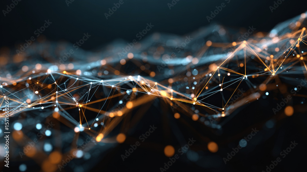 Poster neural link matrix, tech background. future technology digital abstract background concept. 3d rende