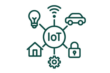 simple IoT connectivity symbol, clean green design on transparent