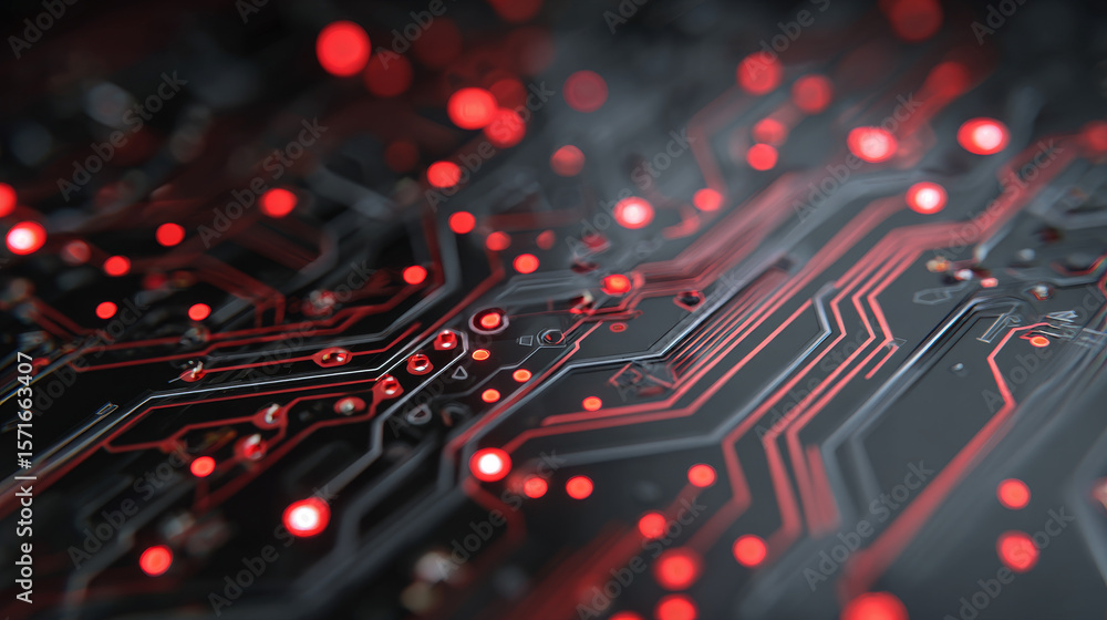 Poster futuristic glowing ai circuit board with electronic details for ui and gui design. hi-tech panel wit