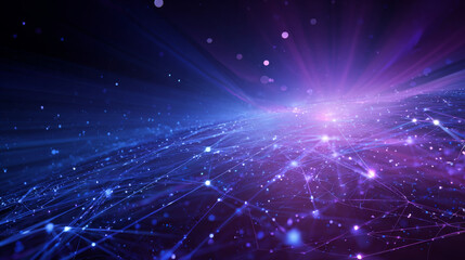 Naklejka premium Hi-tech computer digital technology concept. Blue an purple background with various technological elements. Abstract high technology communication.