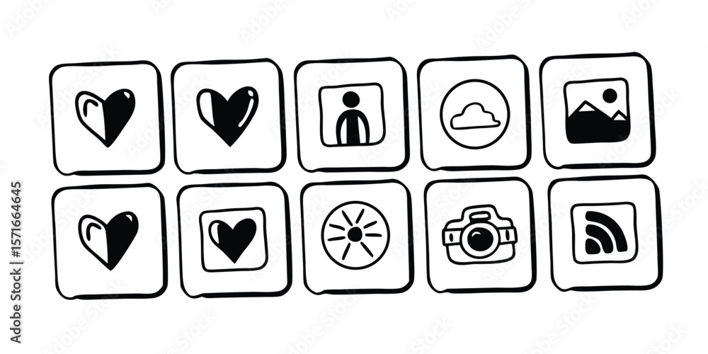 Poster extensive icon set designed for instagram feed mockups featuring a wide variety of symbols and eleme