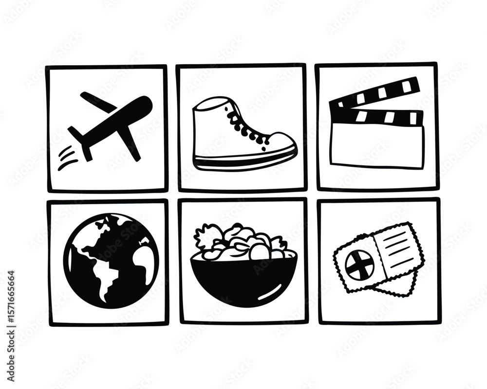Poster comprehensive icon set featuring a wide variety of lifestyle related symbols and pictograms suitable