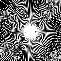Abstract geometric minimalist fractal background, black and white vector 