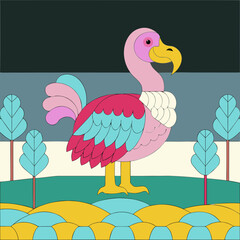 Dodo icon, extinct bird symbol, flightless bird from Mauritius, cartoon or flat vector animal illustration © Mazhar
