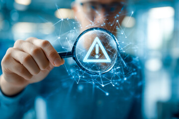 Digital security alert symbol detection with futuristic technology concept