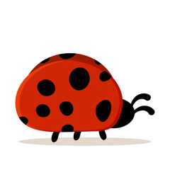 Cute ladybug or ladybird simple flat design red and black.
