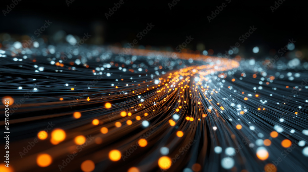 Poster abstract digital technology background. abstract digital background with neon light particles and lu