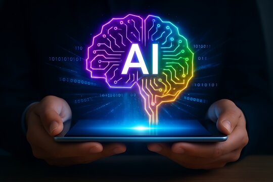 Glowing brain circuit digital technology artificial - Powered by Adobe
