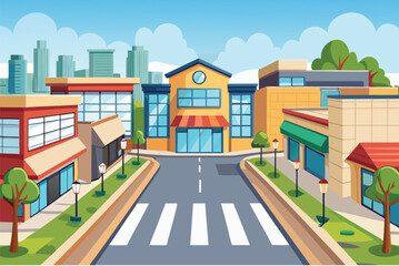 street in the city. crossroad, local, building, house, residential, 