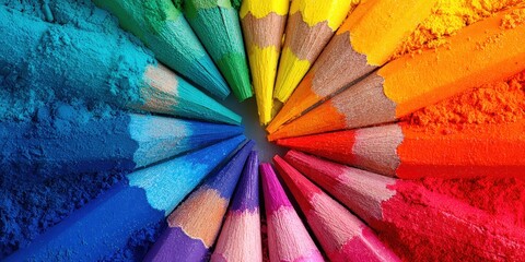 Close-up of colorful crayons – vibrant art and school supplies composition