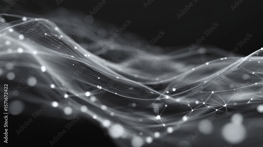 Aufkleber abstract grey background poster with dynamic waves. technology network vector illustration.