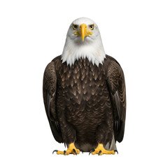 Obraz premium Admire the Regal Bearing of a Magnificent Bald Eagle, Featuring its Sharp and Formidable Hooked Beak on isolated transparent background.