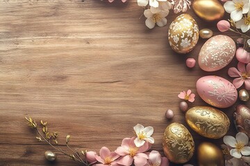 Easter egg wreath with flowers and leaves